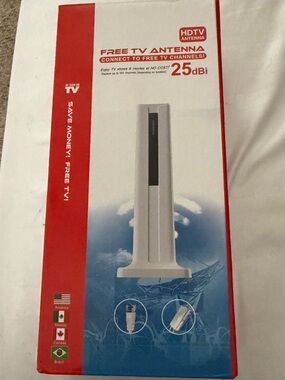 Free TV Antenna 25dBi Indoor HDTV Antenna - White